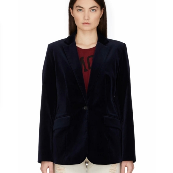 Frame Le Velvet Blazer Midnight Navy Size 4 BNWOT - Picture 2 of 13